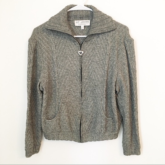 St. John Collection Sweaters - St. John Collection Zip Gray Cardigan Size 8